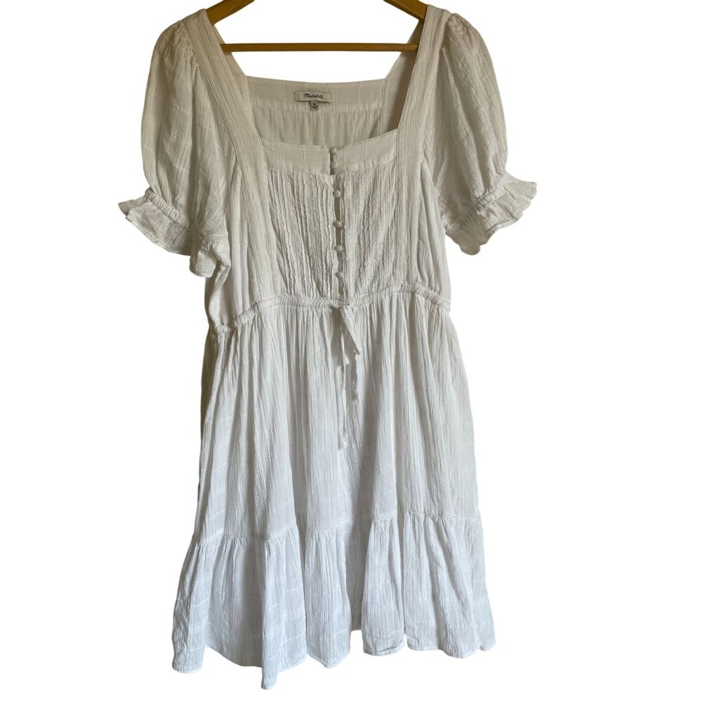 Elegant White Puff Sleeve Dress - Picture 3 of 10